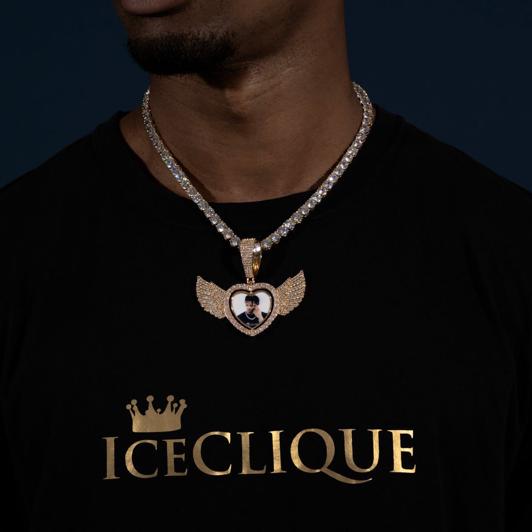 Winged Heart Rotating Custom Photo Pendant - ICECLIQUE JEWELRY