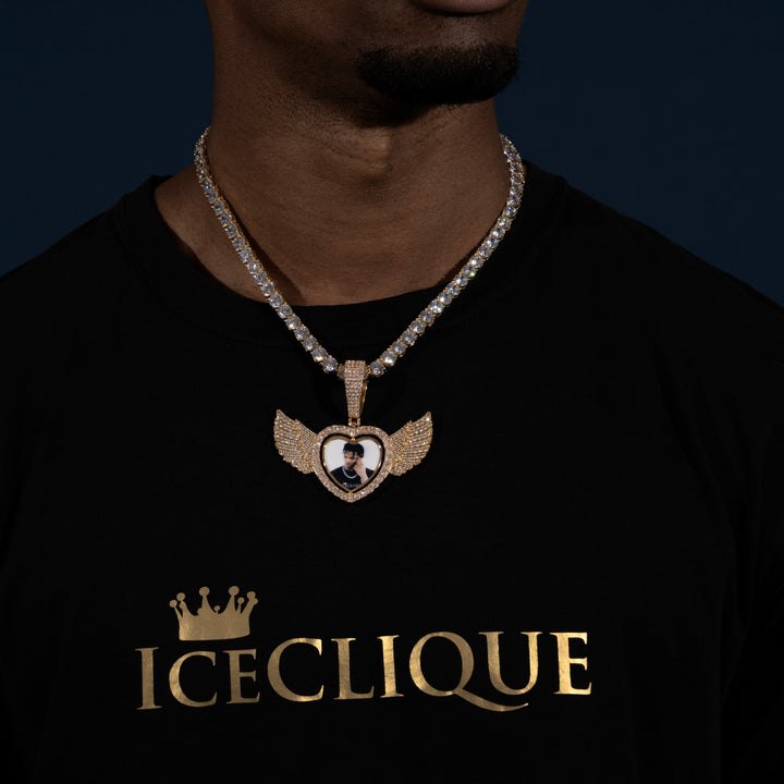 Winged Heart Rotating Custom Photo Pendant - ICECLIQUE JEWELRY