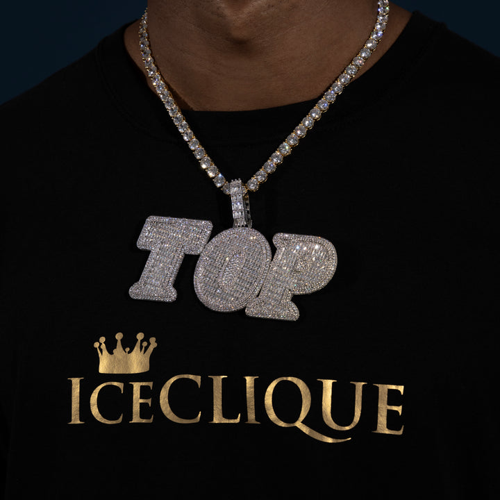 Custom Micro Pave Baguette Letter Pendant - ICECLIQUE JEWELRY
