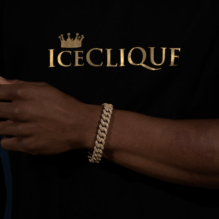 15MM Micro Pave Cuban Bracelet - Moissanite & S925 - ICECLIQUE JEWELRY