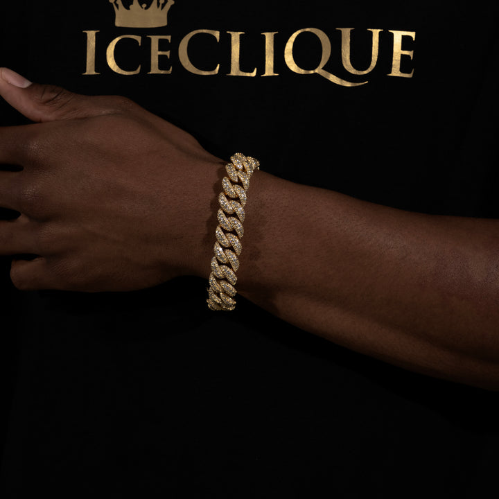 13MM Micro Pave Cuban Bracelet - Moissanite & S925 - ICECLIQUE JEWELRY