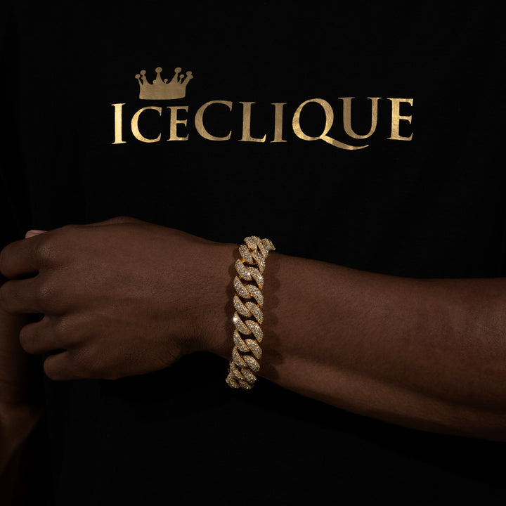 18MM Micro Pave Cuban Bracelet - Moissanite & S925 - ICECLIQUE JEWELRY