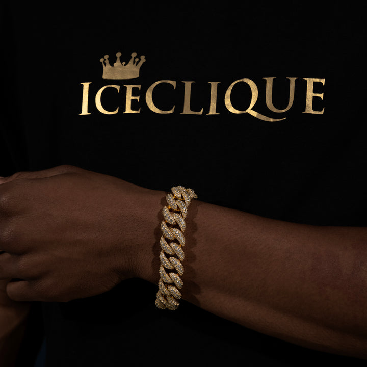 18MM Micro Pave Cuban Bracelet - Moissanite & S925 - ICECLIQUE JEWELRY
