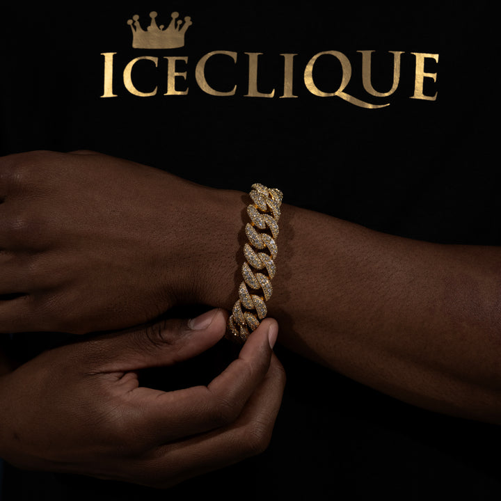 18MM Micro Pave Cuban Bracelet - Moissanite & S925 - ICECLIQUE JEWELRY
