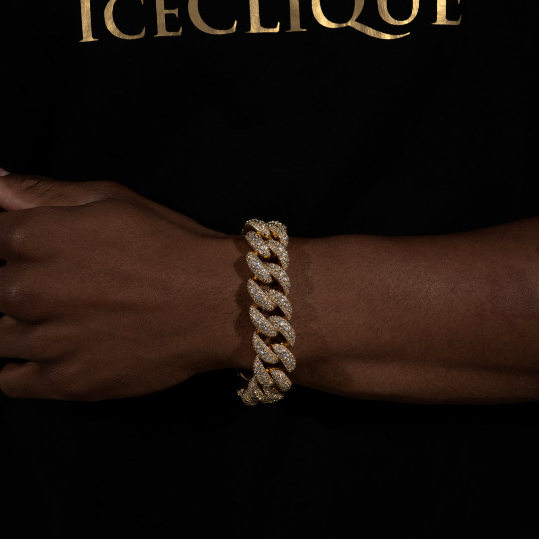 20MM Micro Pave Cuban Bracelet - Moissanite & S925 - ICECLIQUE JEWELRY