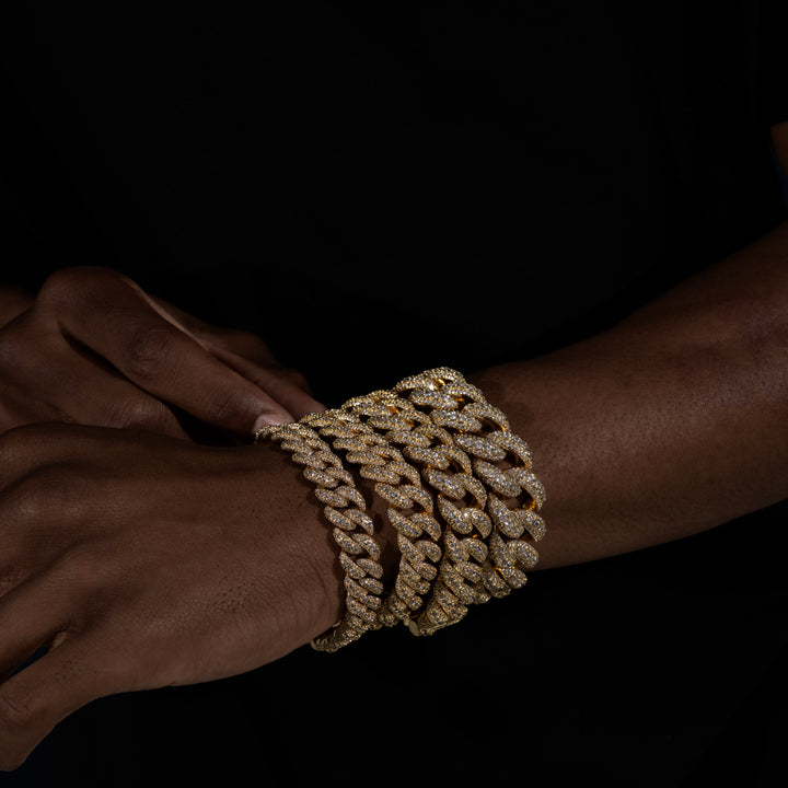 13-20MM Micro Pave Cuban Bracelet - Moissanite & S925 - ICECLIQUE JEWELRY