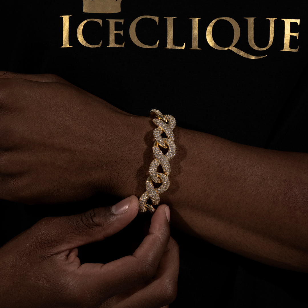 18MM Infinity Link Cuban Bracelet - Moissanite & S925 - ICECLIQUE JEWELRY