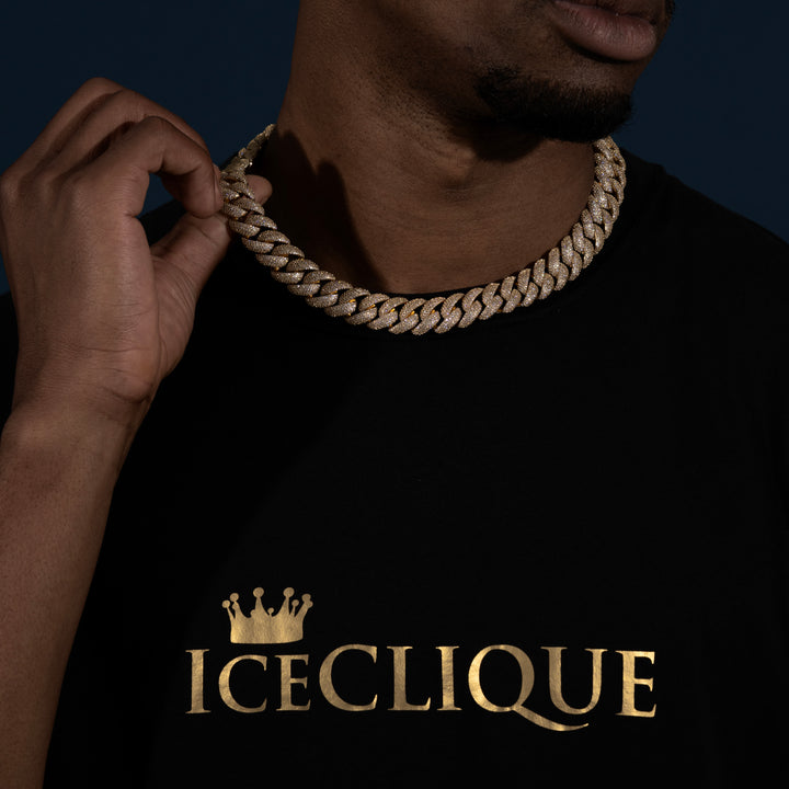 16MM Micro-Pave Cuban Chain - Moissanite & S925 - ICECLIQUE JEWELRY