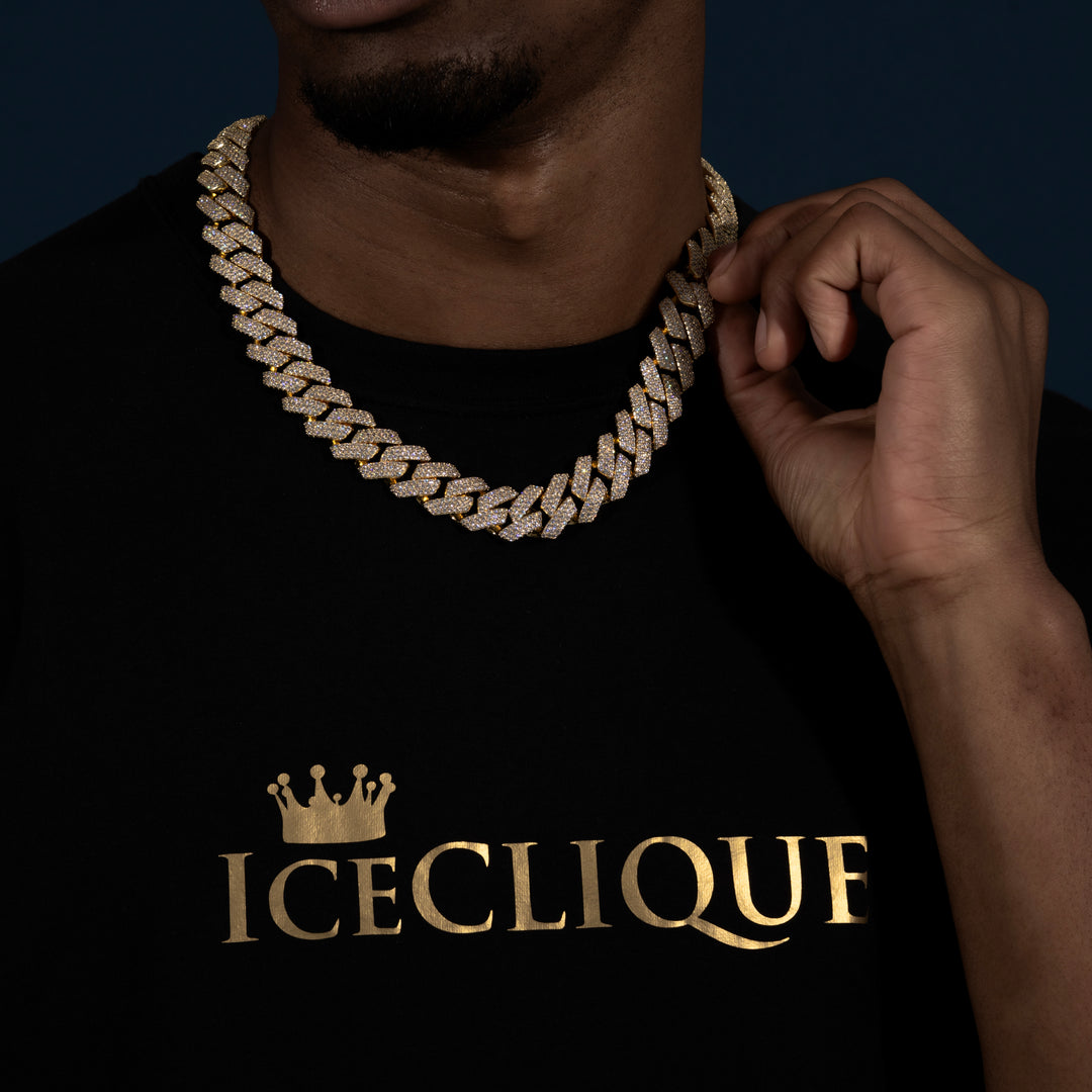 18MM Cuban Chain - Moissanite & S925 - ICECLIQUE JEWELRY