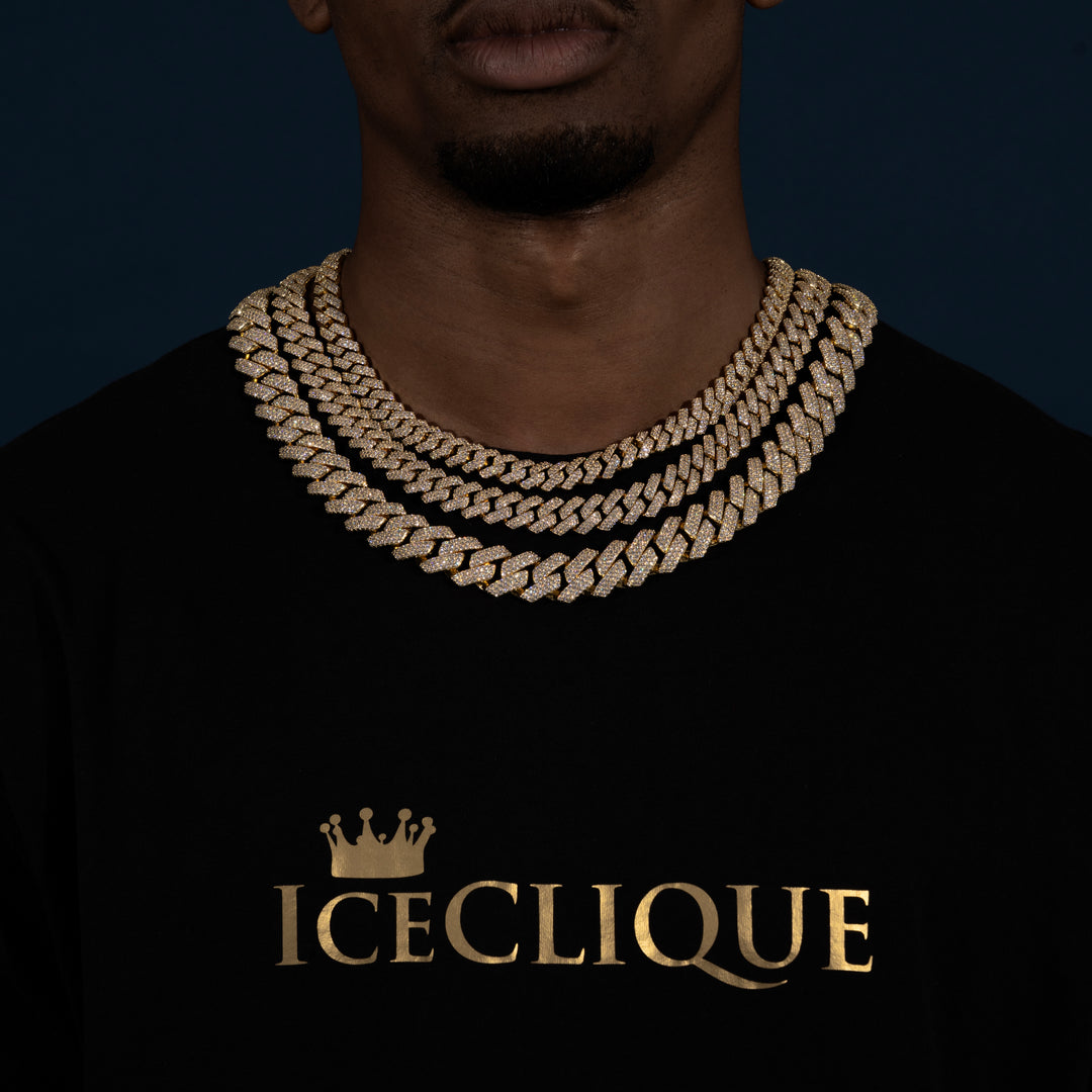 12-18MM Cuban Chain - Moissanite & S925 - ICECLIQUE JEWELRY