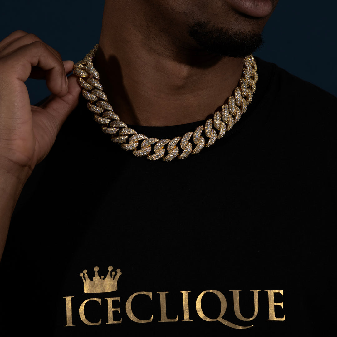 20MM Micro Pave Cuban Chain - Moissanite & S925 - ICECLIQUE JEWELRY