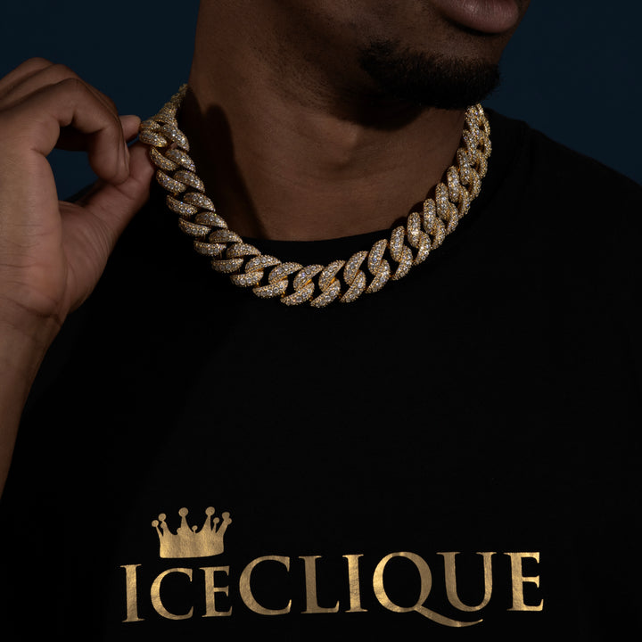 20MM Micro Pave Cuban Chain - Moissanite & S925 - ICECLIQUE JEWELRY