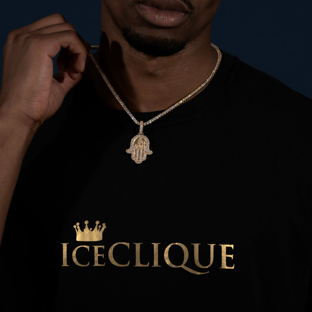 Hamsa Pendant - Moissanite & S925 - ICECLIQUE JEWELRY