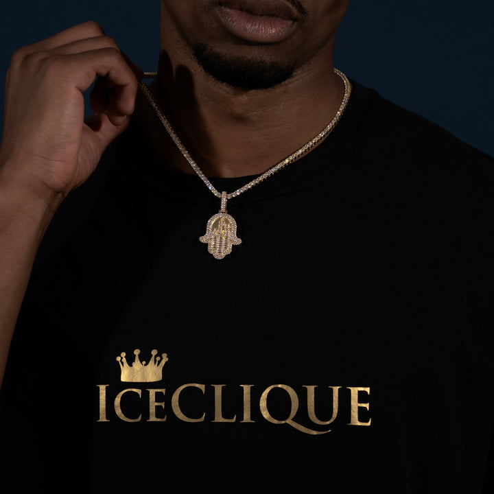 Hamsa Pendant - Moissanite & S925 - ICECLIQUE JEWELRY