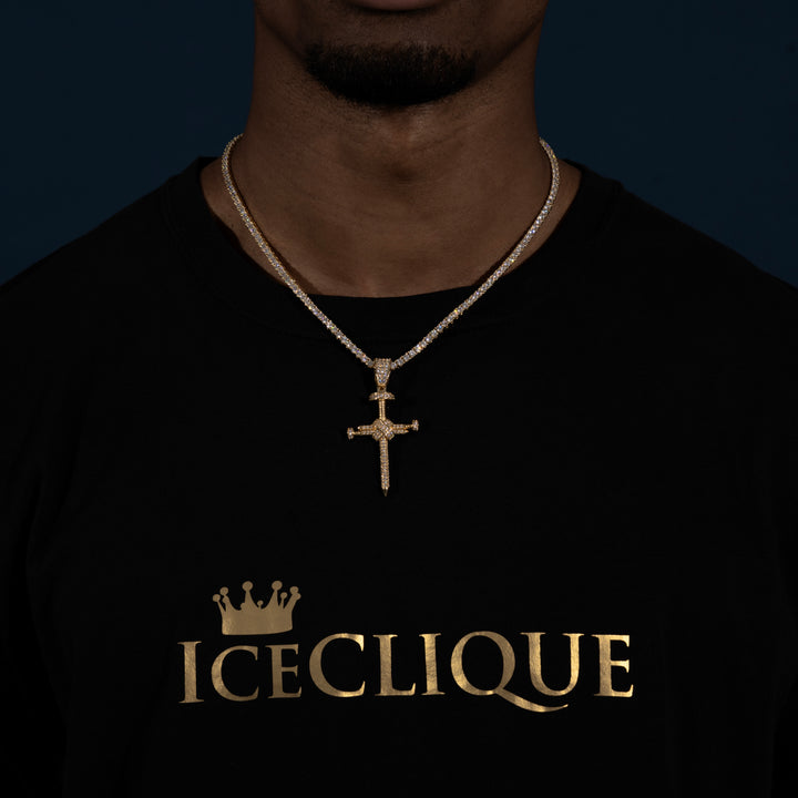 Nail Cross Pendant - Moissanite & S925 - ICECLIQUE JEWELRY