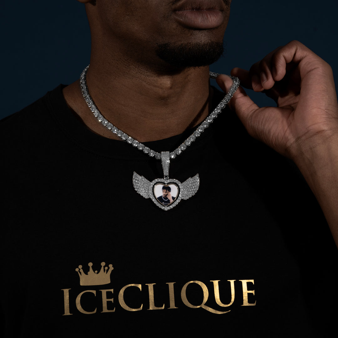 Winged Heart Rotating Custom Photo Pendant - ICECLIQUE JEWELRY