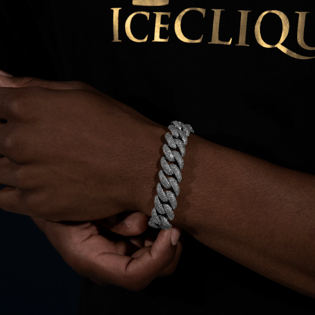 16MM Micro-Pave Cuban Bracelet - Moissanite & S925 - ICECLIQUE JEWELRY