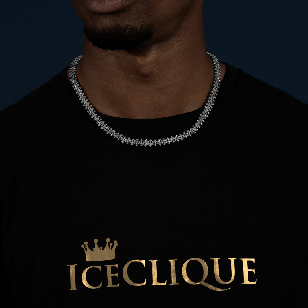 8MM Cross Cuban Chain - Moissanite & S925 - ICECLIQUE JEWELRY