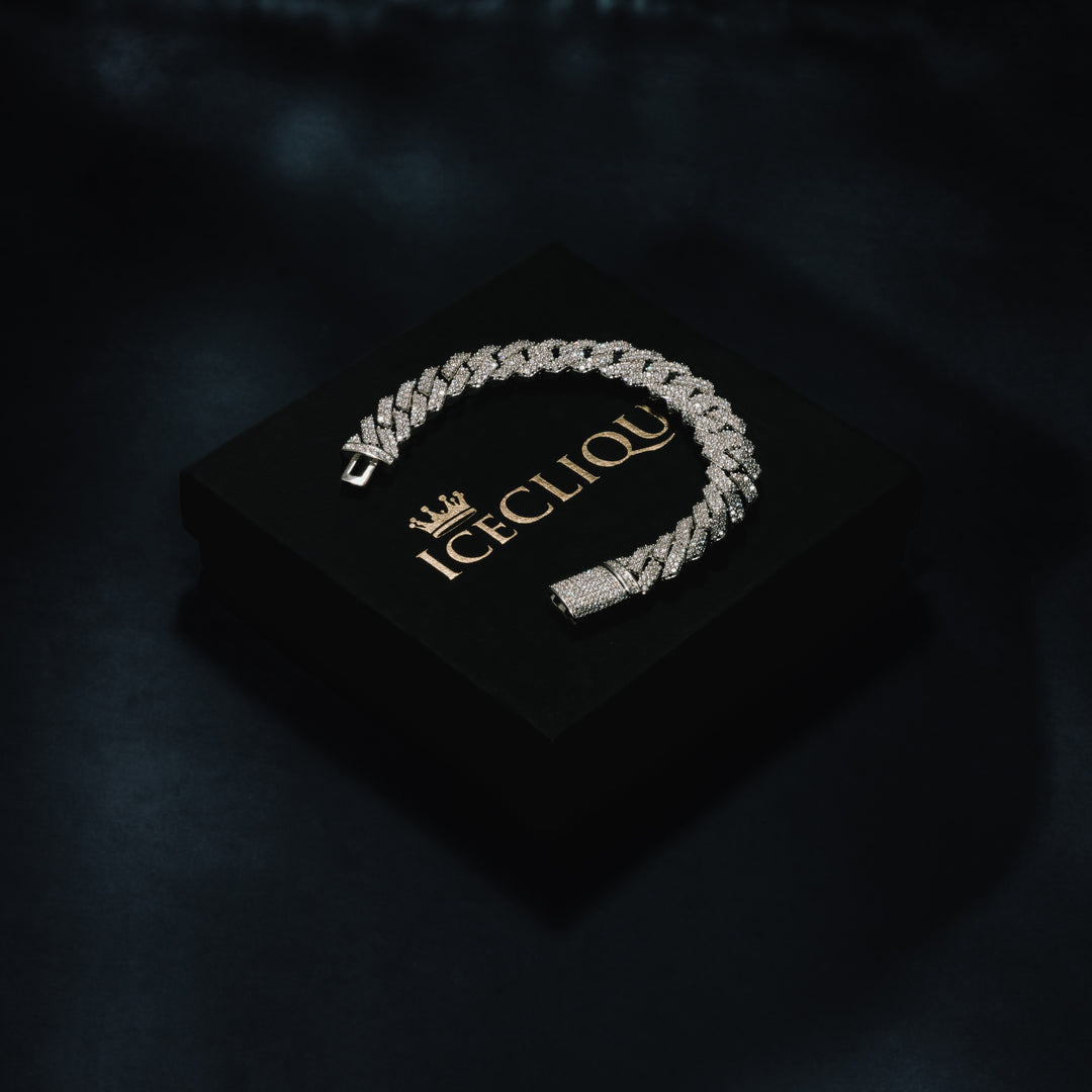 14MM Prong Cuban Bracelet - ICECLIQUE JEWELRY