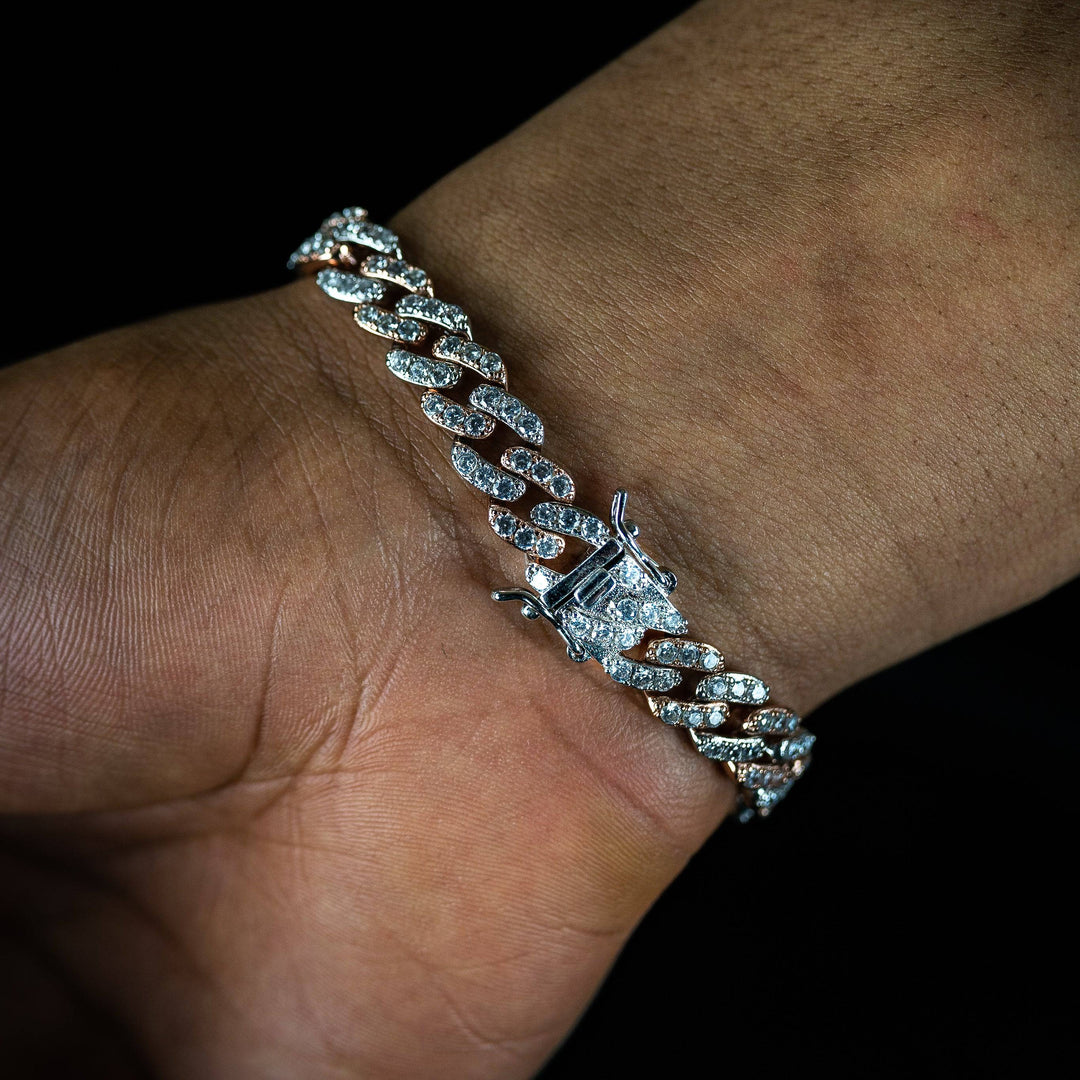 9mm Rose Gold Prong Bracelet - ICECLIQUE JEWELRY