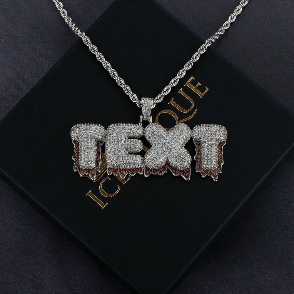 Custom Red Drip Bubble Letter Pendant - ICECLIQUE JEWELRY