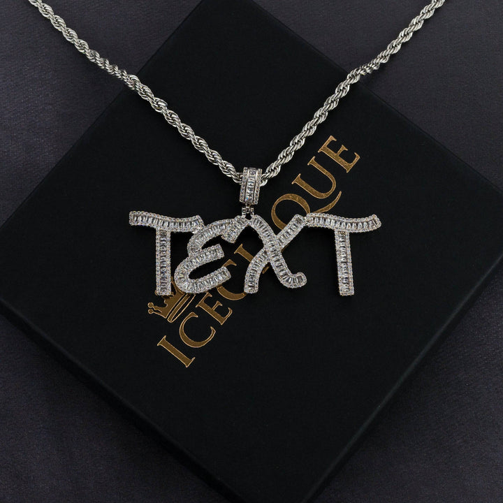 Custom Cursive Baguette Letter Pendant - ICECLIQUE JEWELRY