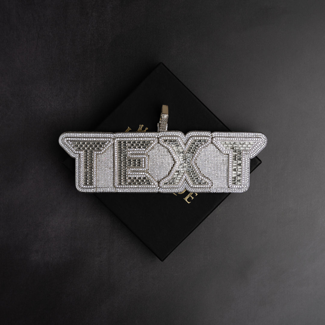 Custom VVS Baguette Neon Font Pendant - ICECLIQUE JEWELRY