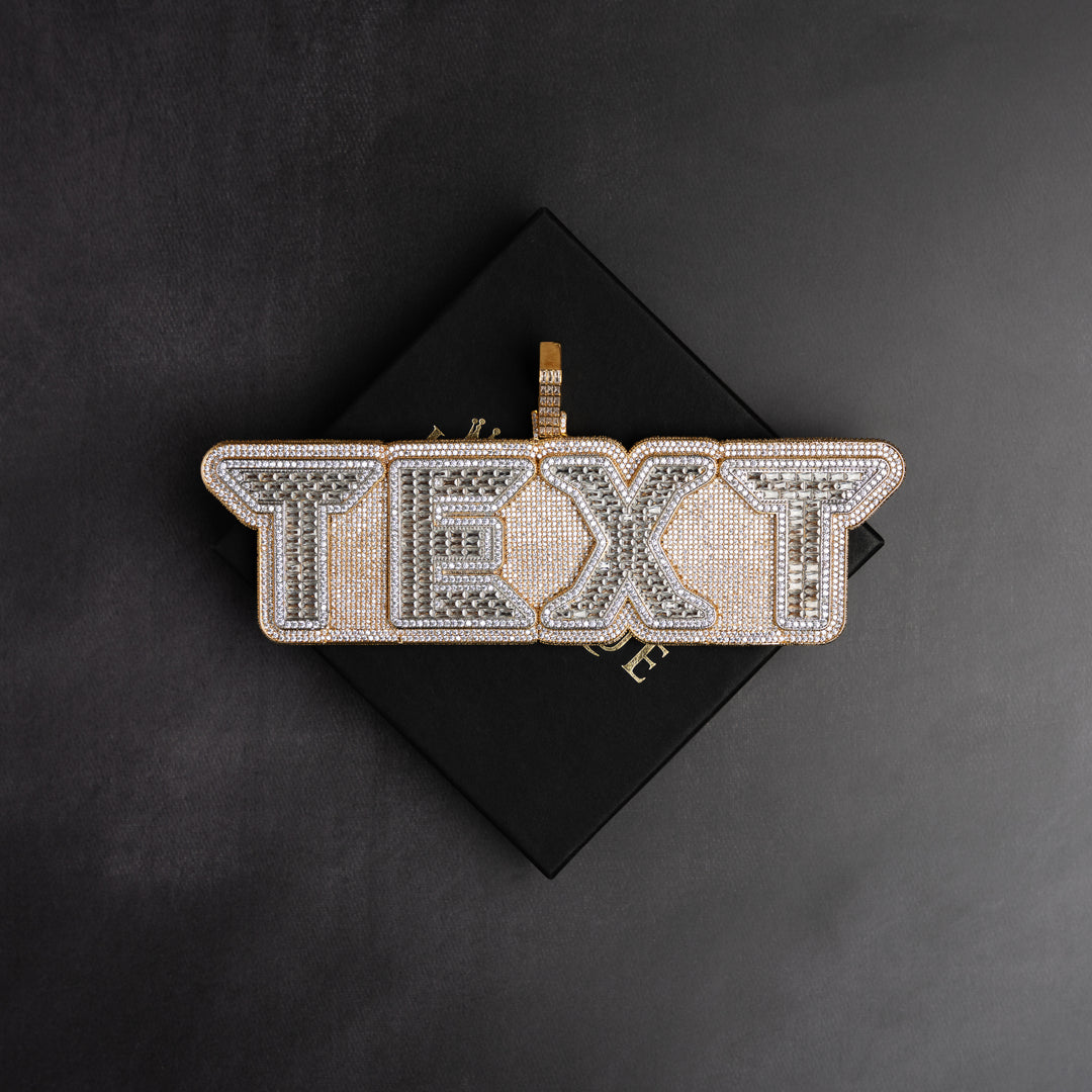 Custom VVS Baguette Neon Font Pendant - ICECLIQUE JEWELRY