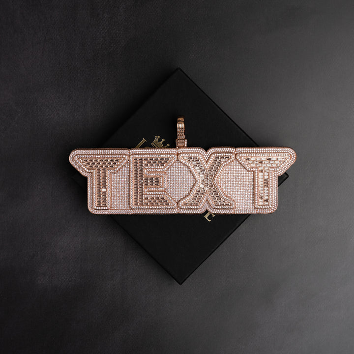 Custom VVS Baguette Neon Font Pendant - ICECLIQUE JEWELRY