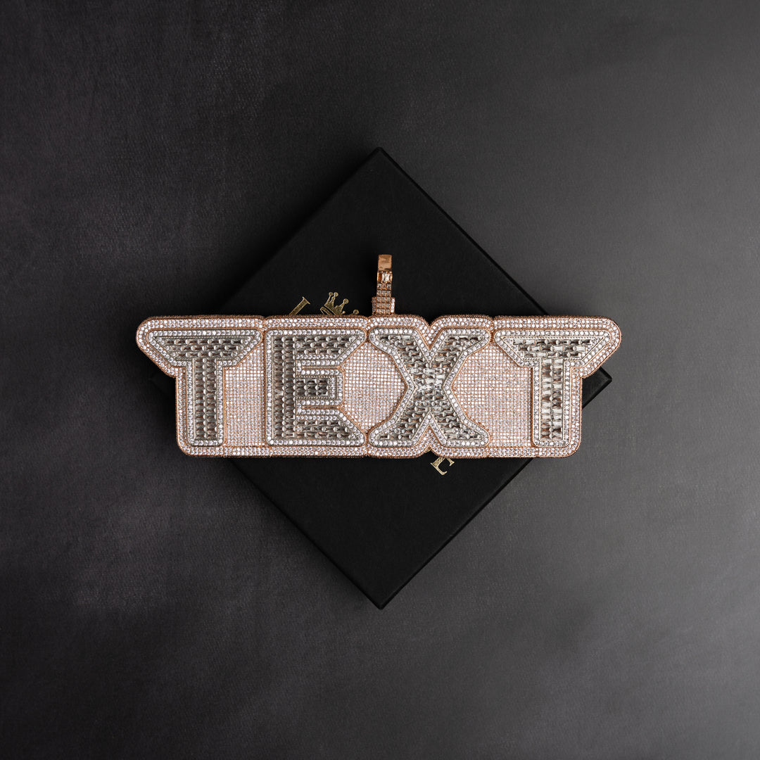 Custom VVS Baguette Neon Font Pendant - ICECLIQUE JEWELRY