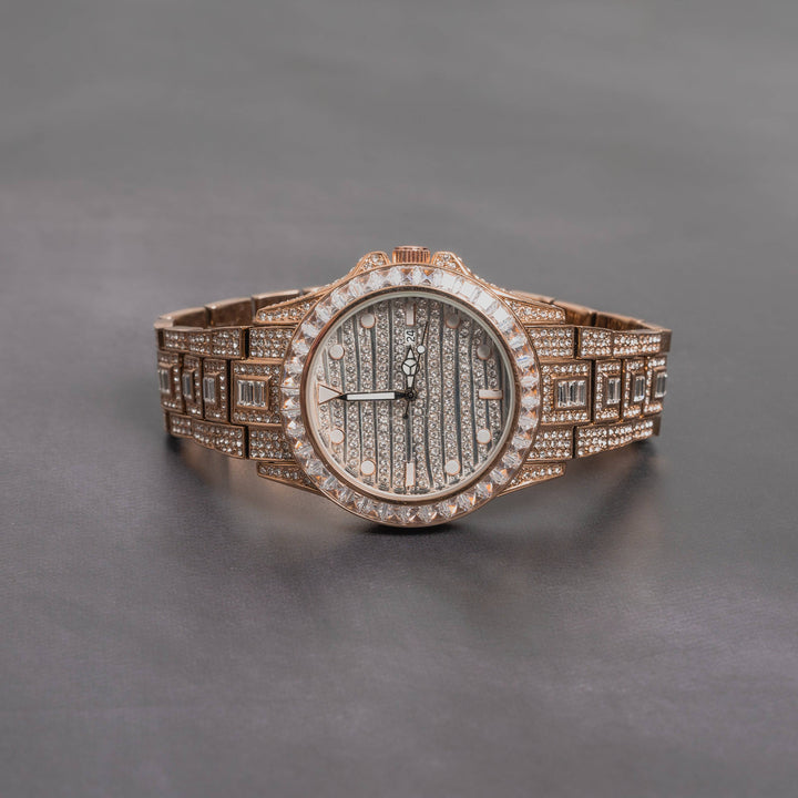 Iced Out Baguette Round Dial Watch - ICECLIQUE JEWELRY