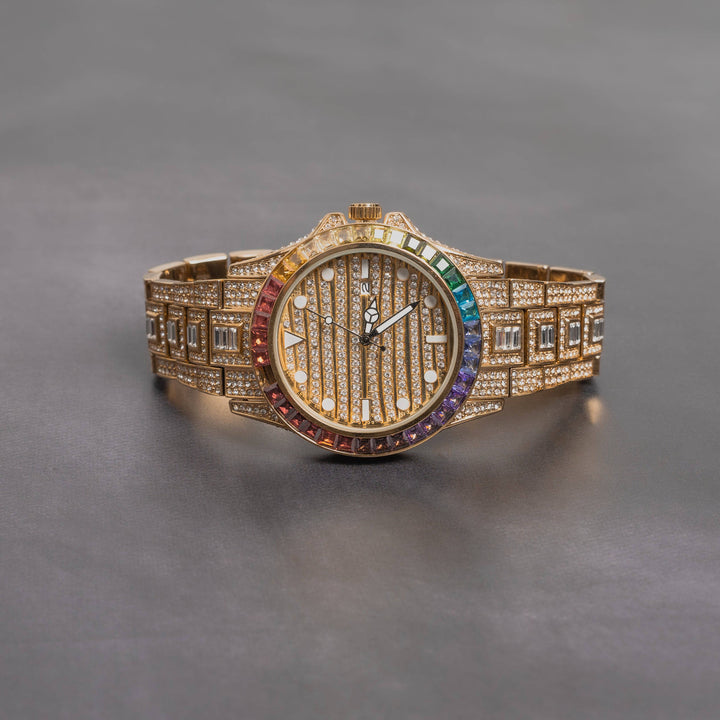 Iced Out Rainbow Dial Watch - ICECLIQUE JEWELRY