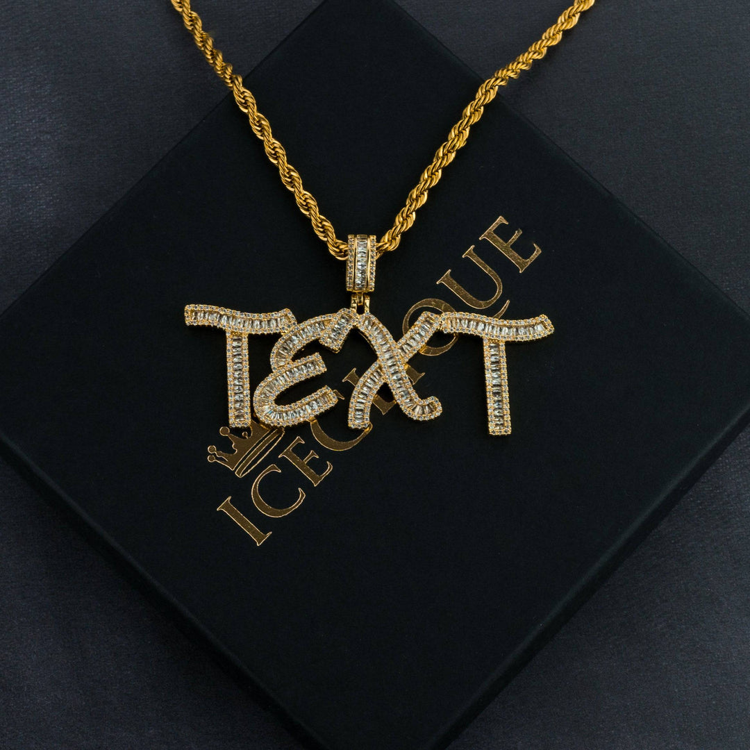 Custom Cursive Baguette Letter Pendant - ICECLIQUE JEWELRY