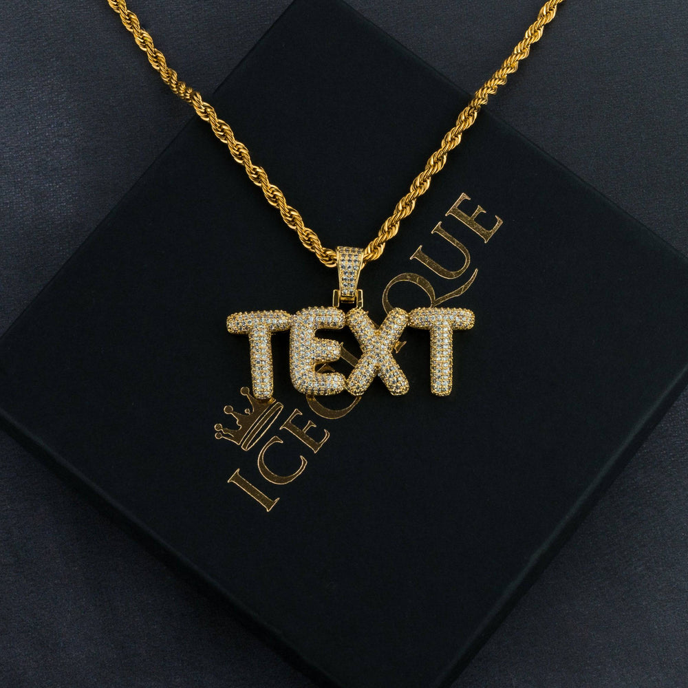 Custom Small Bubble Letter Pendant - ICECLIQUE JEWELRY