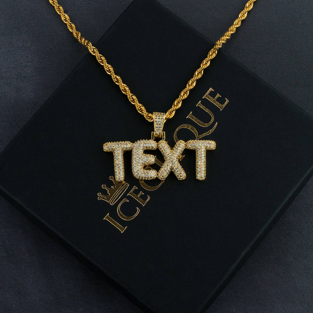 Custom Small Bubble Letter Pendant - ICECLIQUE JEWELRY