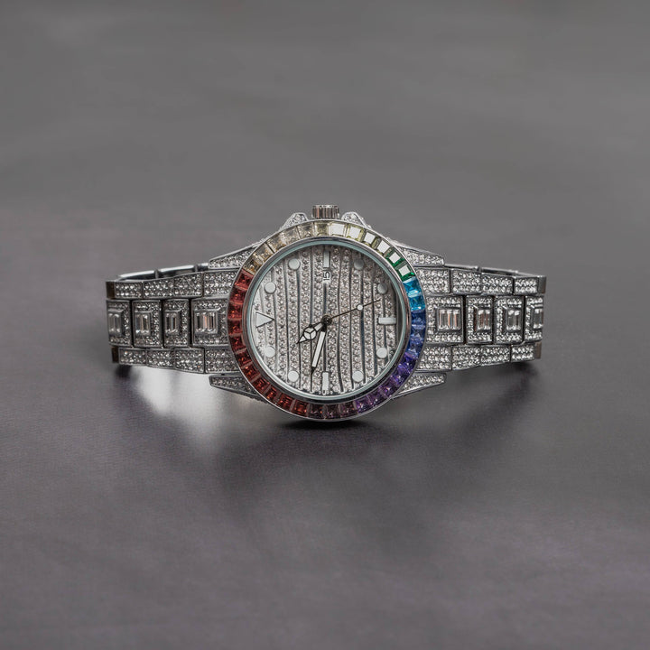 Iced Out Rainbow Dial Watch - ICECLIQUE JEWELRY