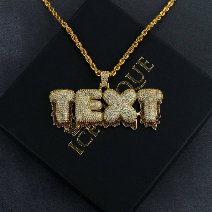 Custom Red Drip Bubble Letter Pendant - ICECLIQUE JEWELRY
