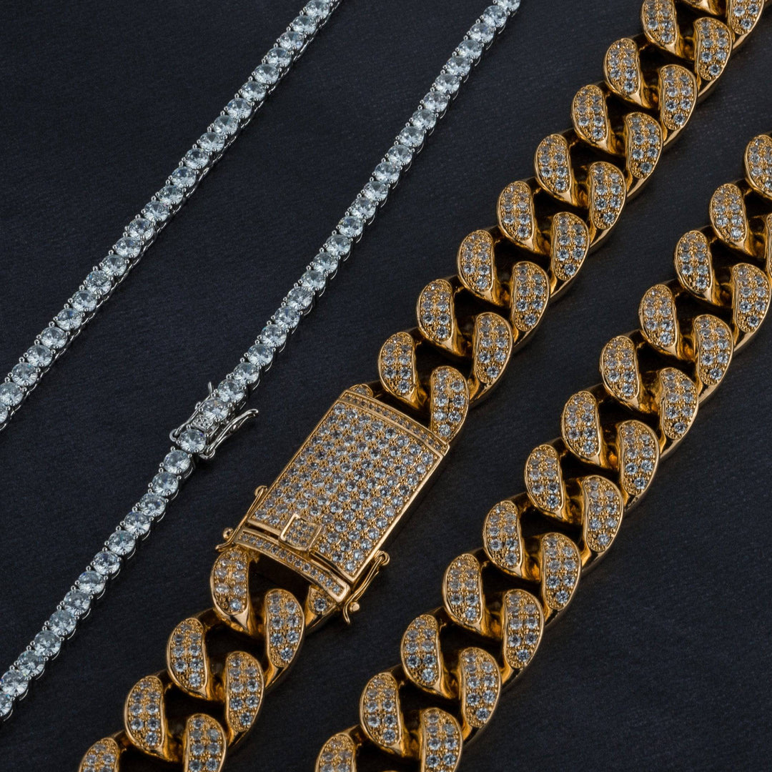 20mm Cuban Chain & 5mm Tennis Chain Bundle - ICECLIQUE JEWELRY