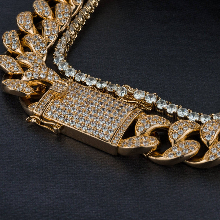 20mm Cuban Chain & 5mm Tennis Chain Bundle - ICECLIQUE JEWELRY
