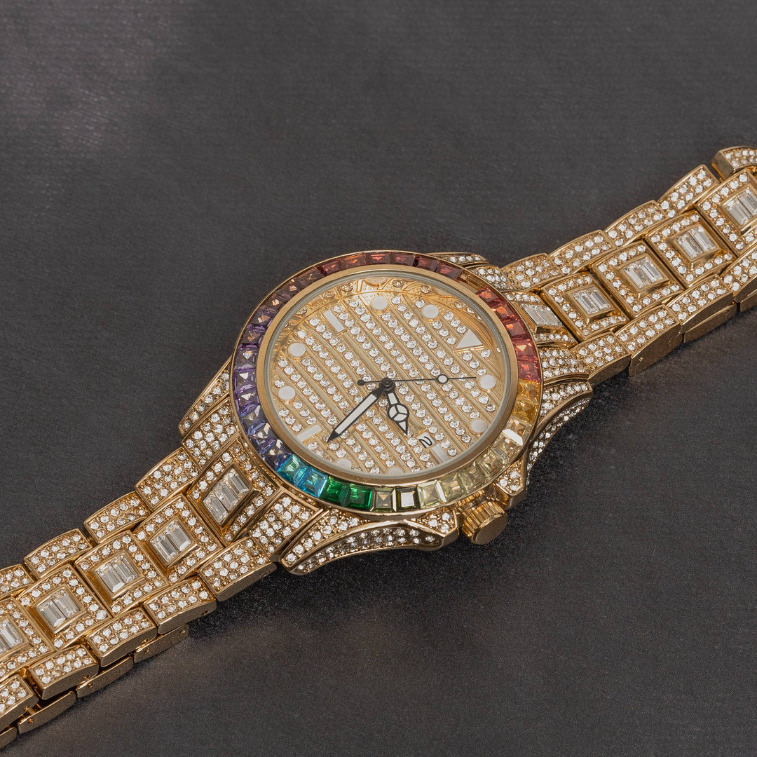 Iced Out Rainbow Dial Watch - ICECLIQUE JEWELRY