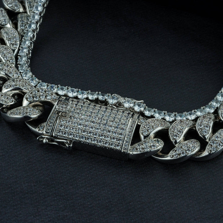 20mm Cuban Chain & 5mm Tennis Chain Bundle - ICECLIQUE JEWELRY