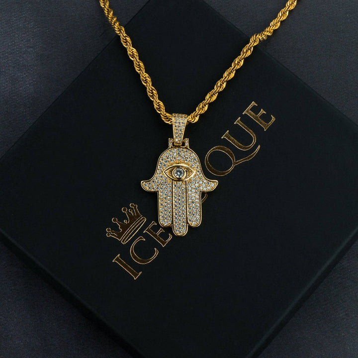 Iced Hamsa Pendant - ICECLIQUE JEWELRY