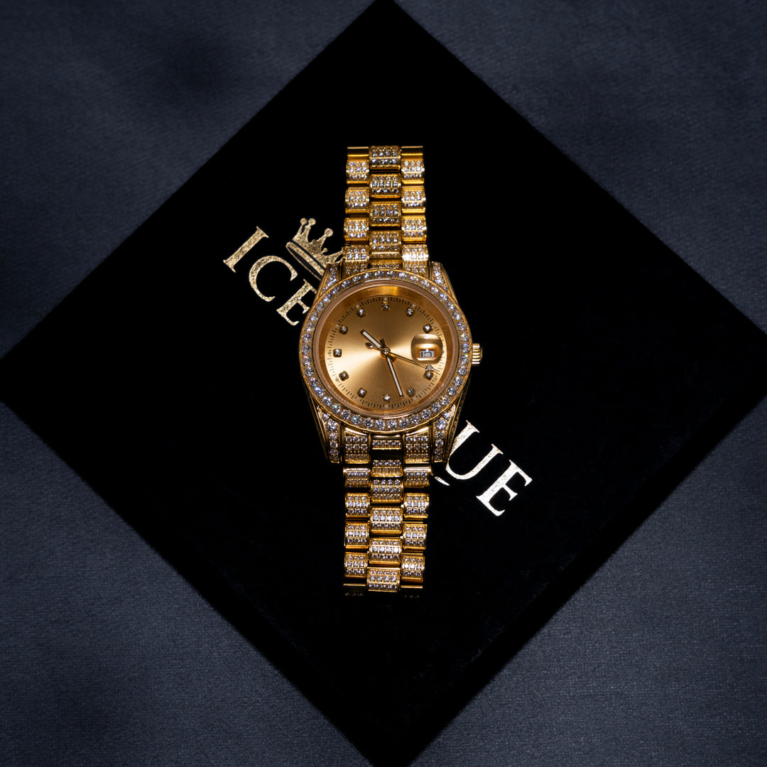 Iced 18K Bust Down Watch - ICECLIQUE JEWELRY