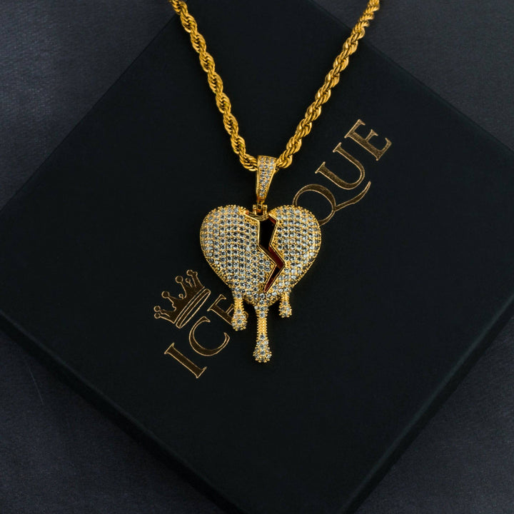 Iced Dripping Heart Pendant - ICECLIQUE JEWELRY