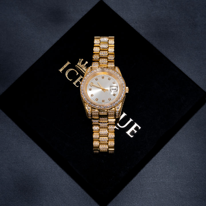Iced 18K Bust Down Watch - ICECLIQUE JEWELRY