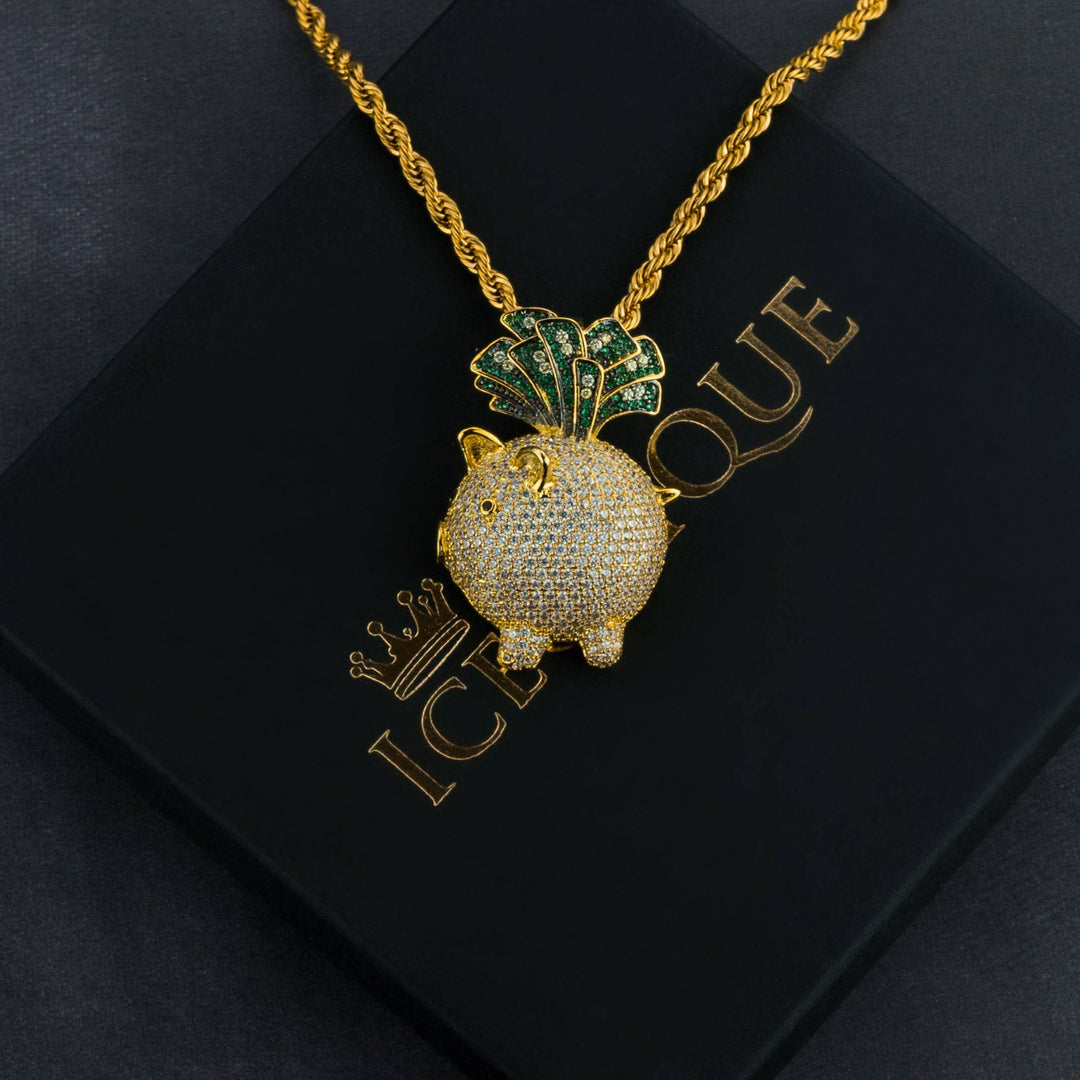 Iced Piggy Bank Pendant - ICECLIQUE JEWELRY