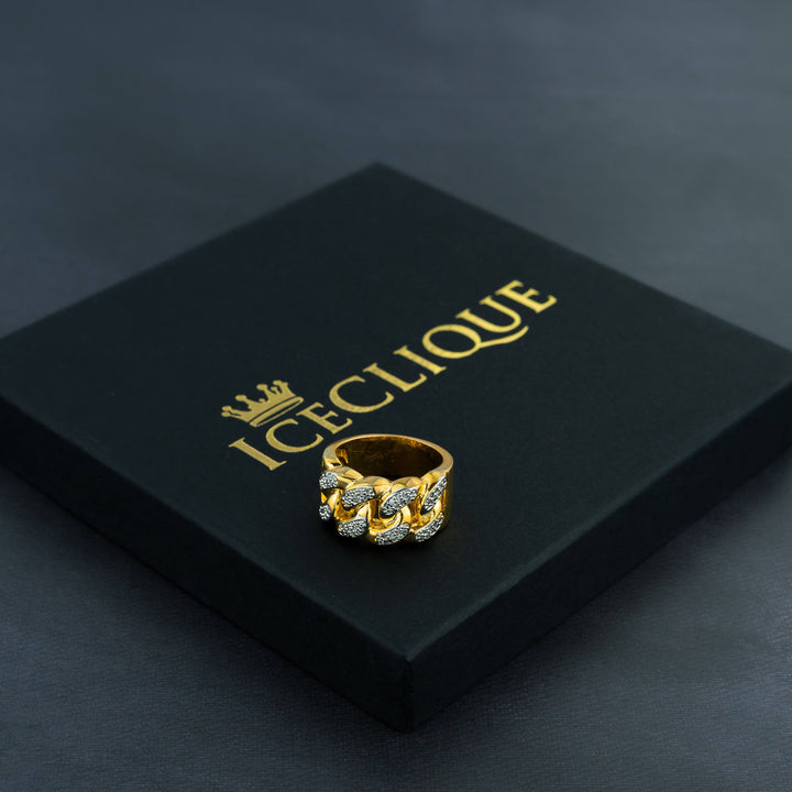 Cuban Iced Gold Ring - ICECLIQUE JEWELRY