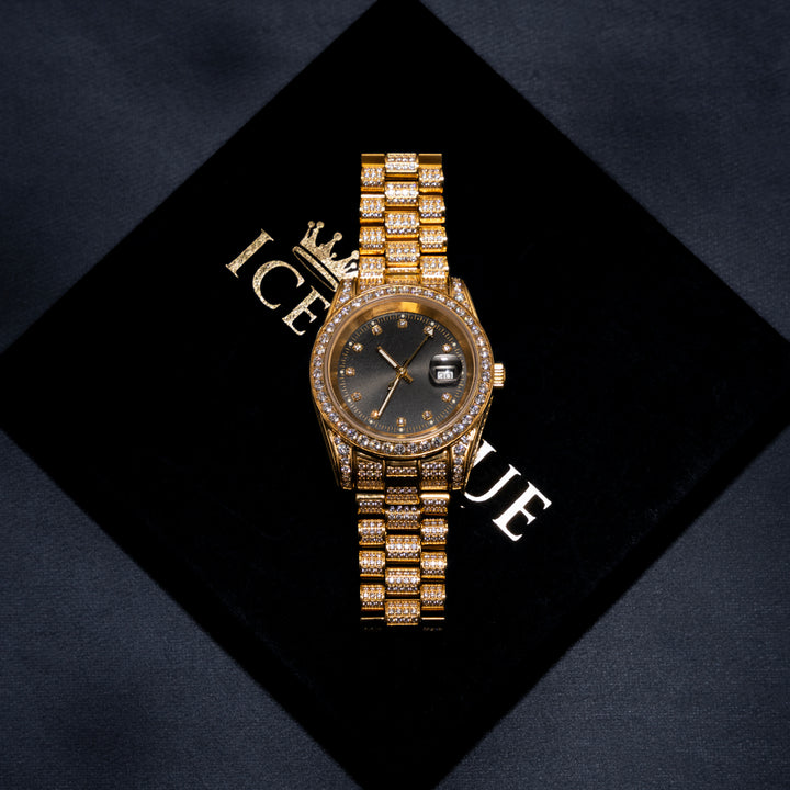 Iced 18K Bust Down Watch - ICECLIQUE JEWELRY