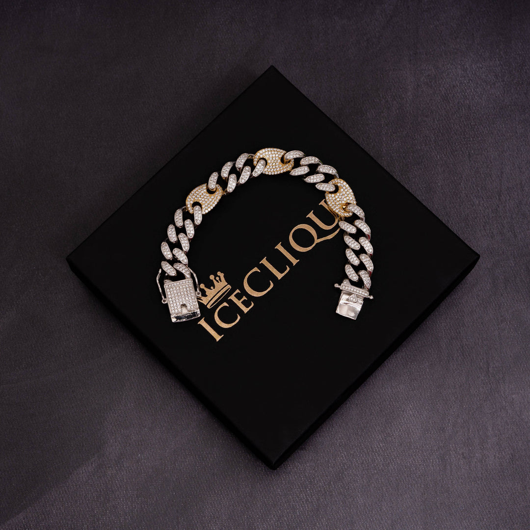 12mm Mixed Color Cuban Bracelet - ICECLIQUE JEWELRY