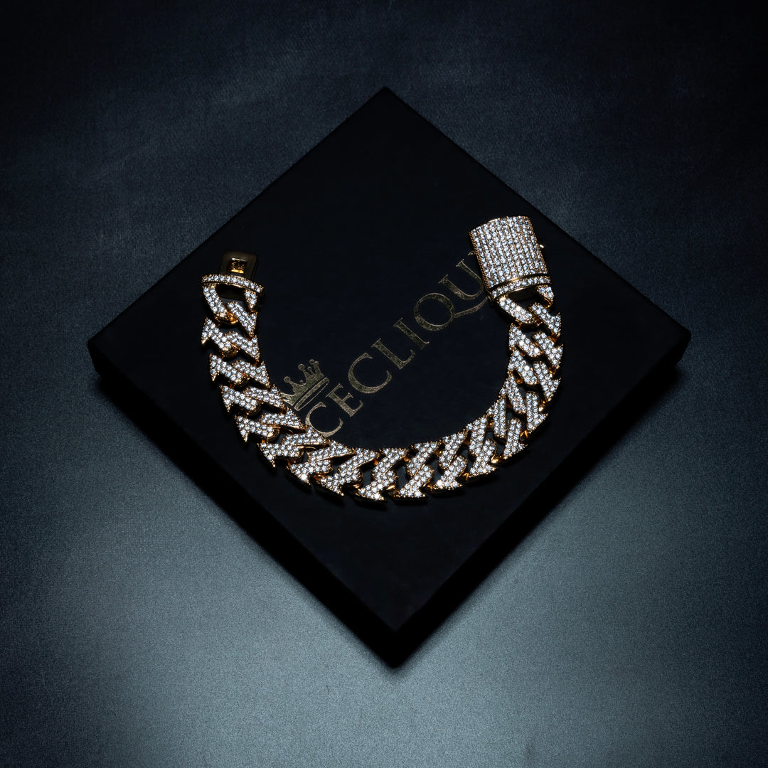 18MM Micro Pave Edged Cuban Bracelet - ICECLIQUE JEWELRY